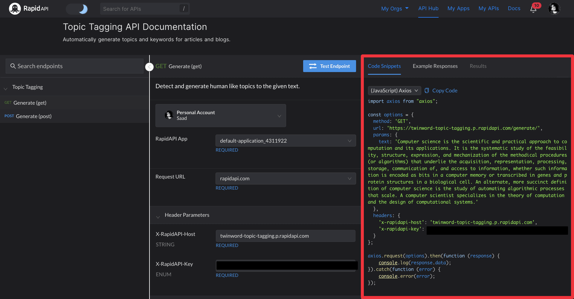 Fetching data using (JavaScript) Axios