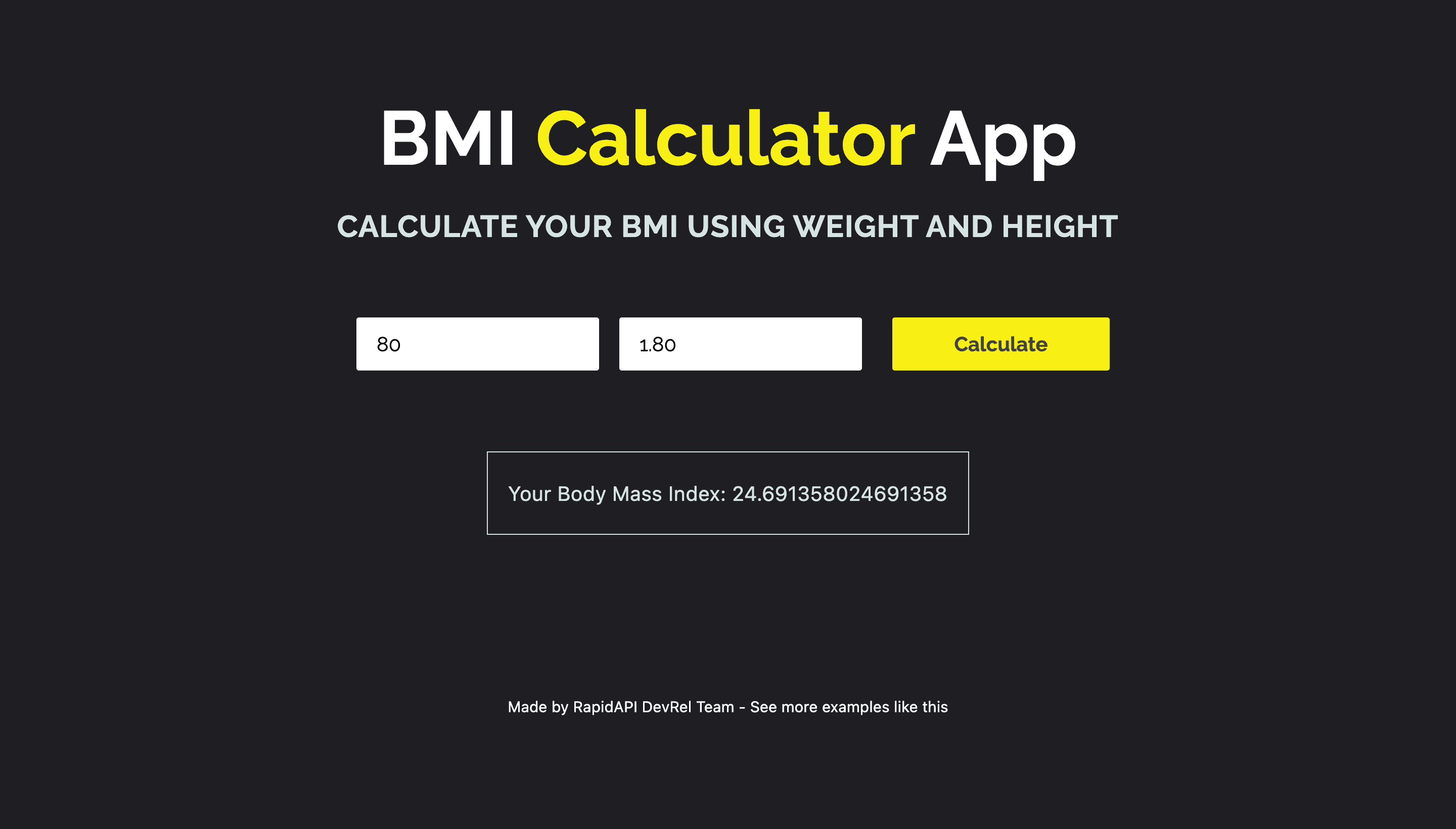 BMI Calculator App built with Next.js and Body Mass Index (BMI) Calculator API