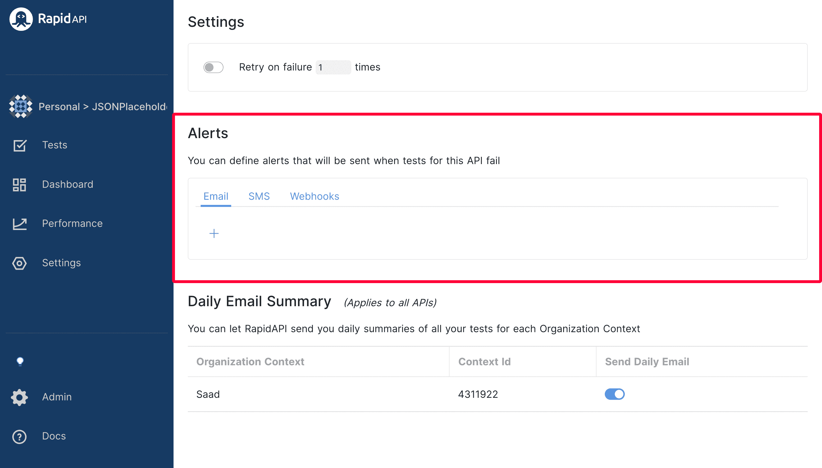 Setup Real-time Alerts Using RapidAPI Testing