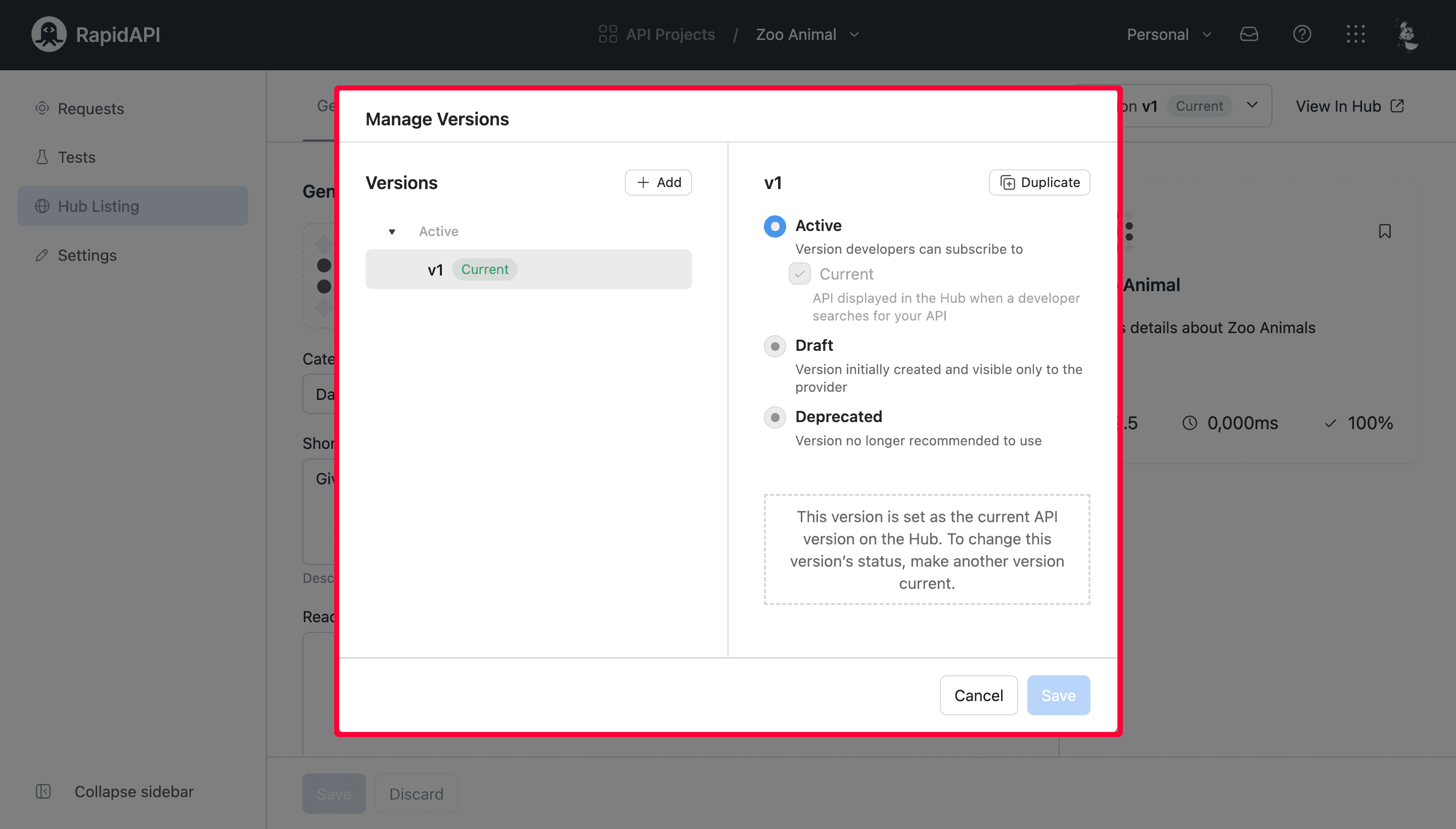 Create API Versions Using RapidAPI Studio