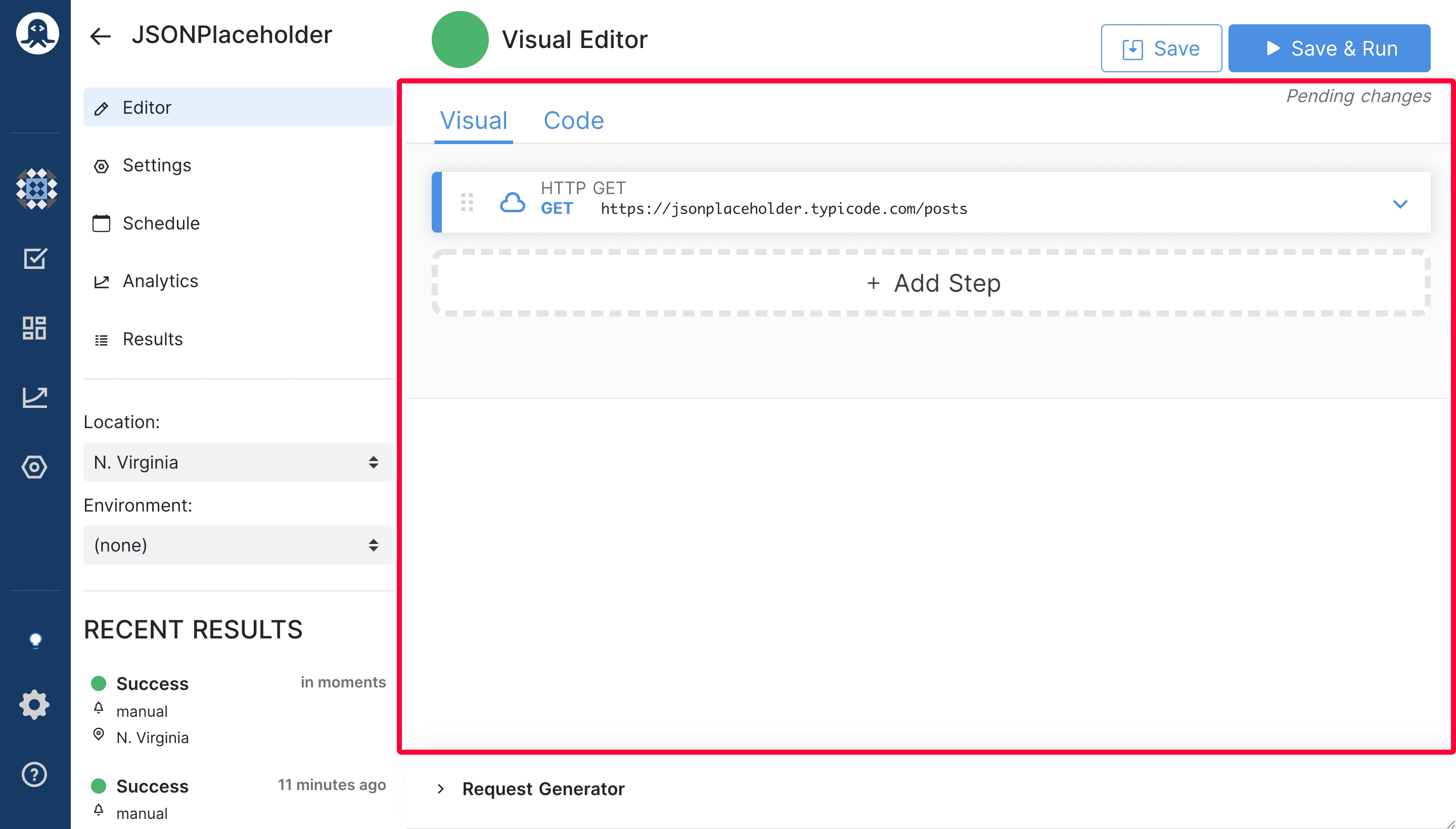 Drag and Drop Editor To Create Tests using RapidAPI Provider
