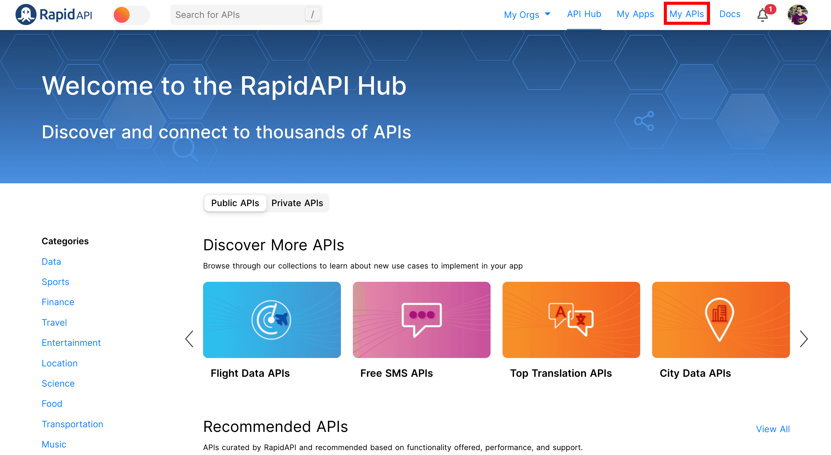 My APIs on RapidAPI Hub