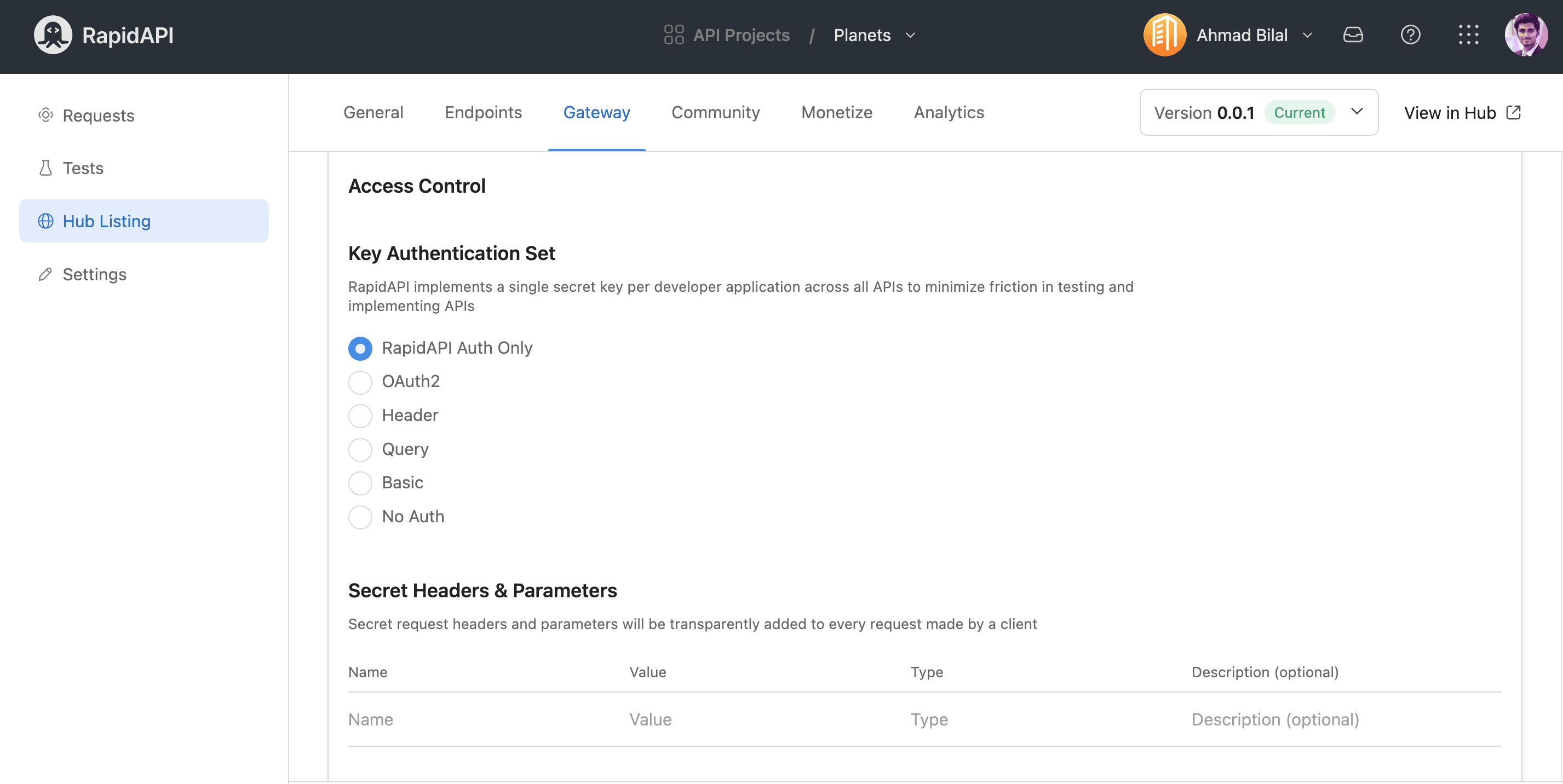 Authentication and Access Control using RapidAPI Gateway