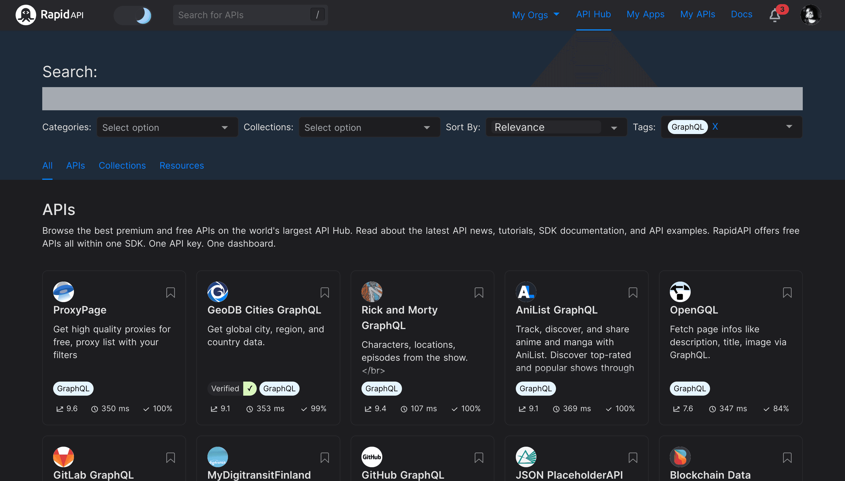 GraphQL APIs on RapidAPI Hub