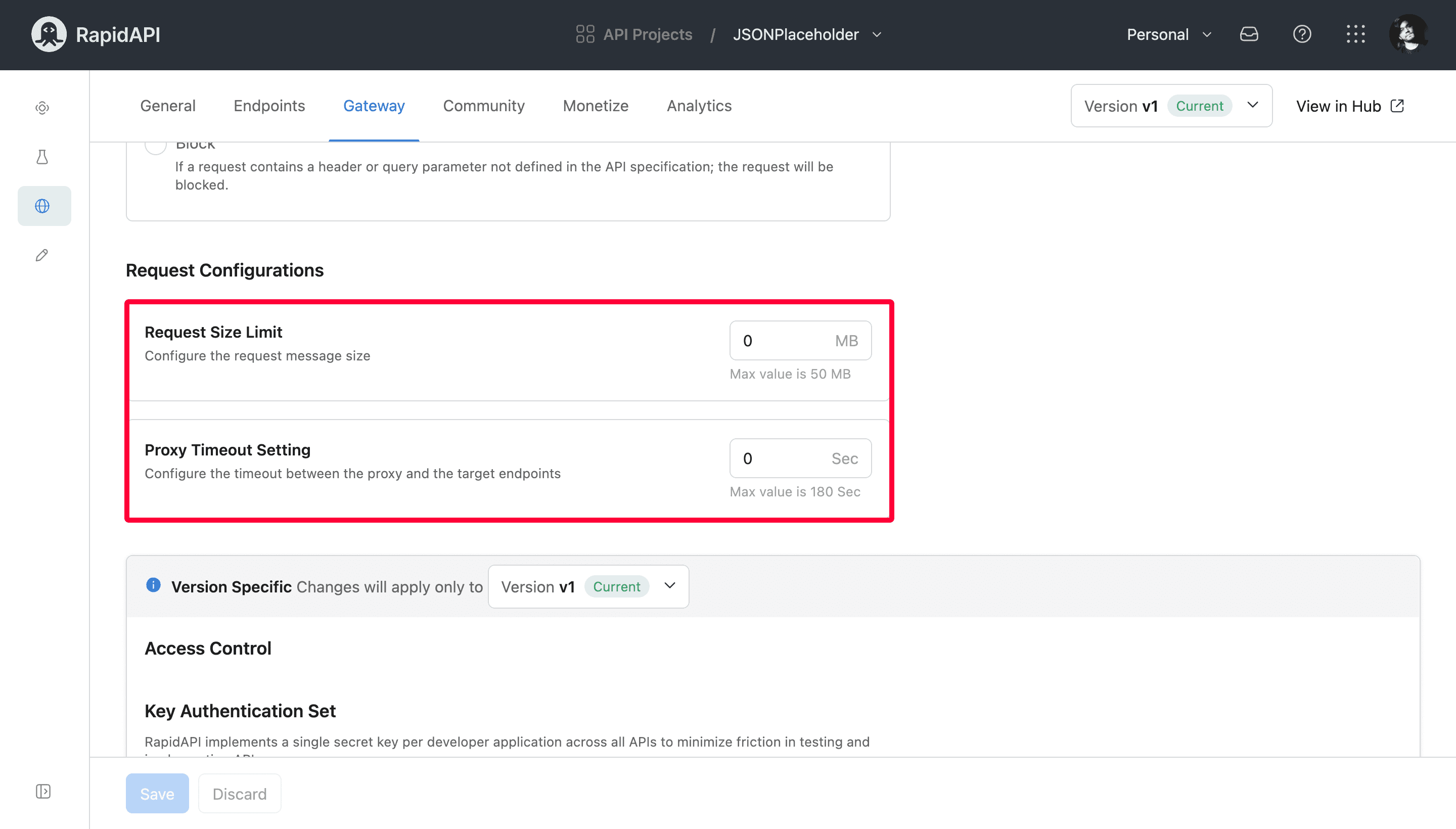 Request configuration options inside Hub Listing