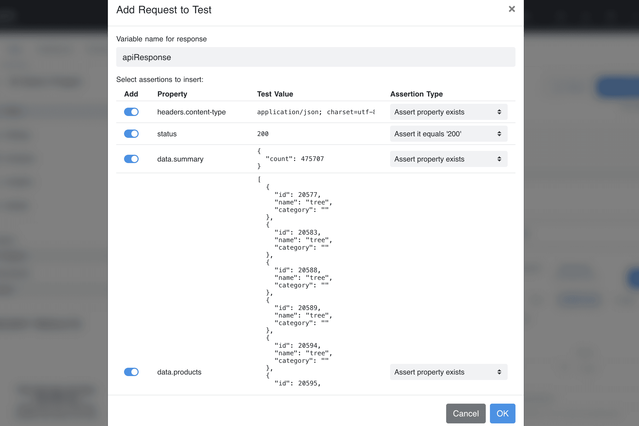 Selecting Assertions for the Test