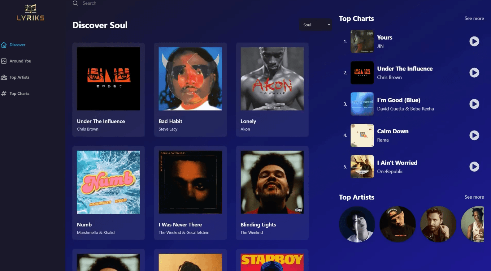 Lyricks Music Player Interface