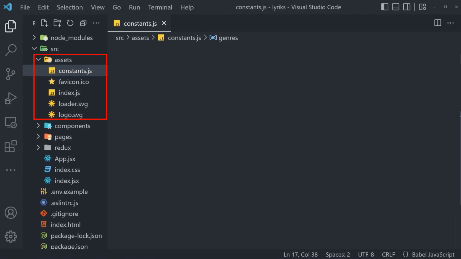 Constitutes of file in source and assets folder